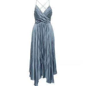 NWT! JONATHAN SIMKHAI Portia Asymmetric Midi Dress - Slate